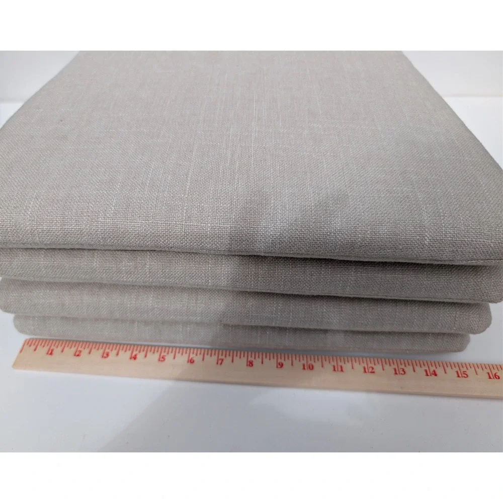 Article Wanda Beige Textured Seat Cushions Set of 4 Square Chair Pads w/ Straps